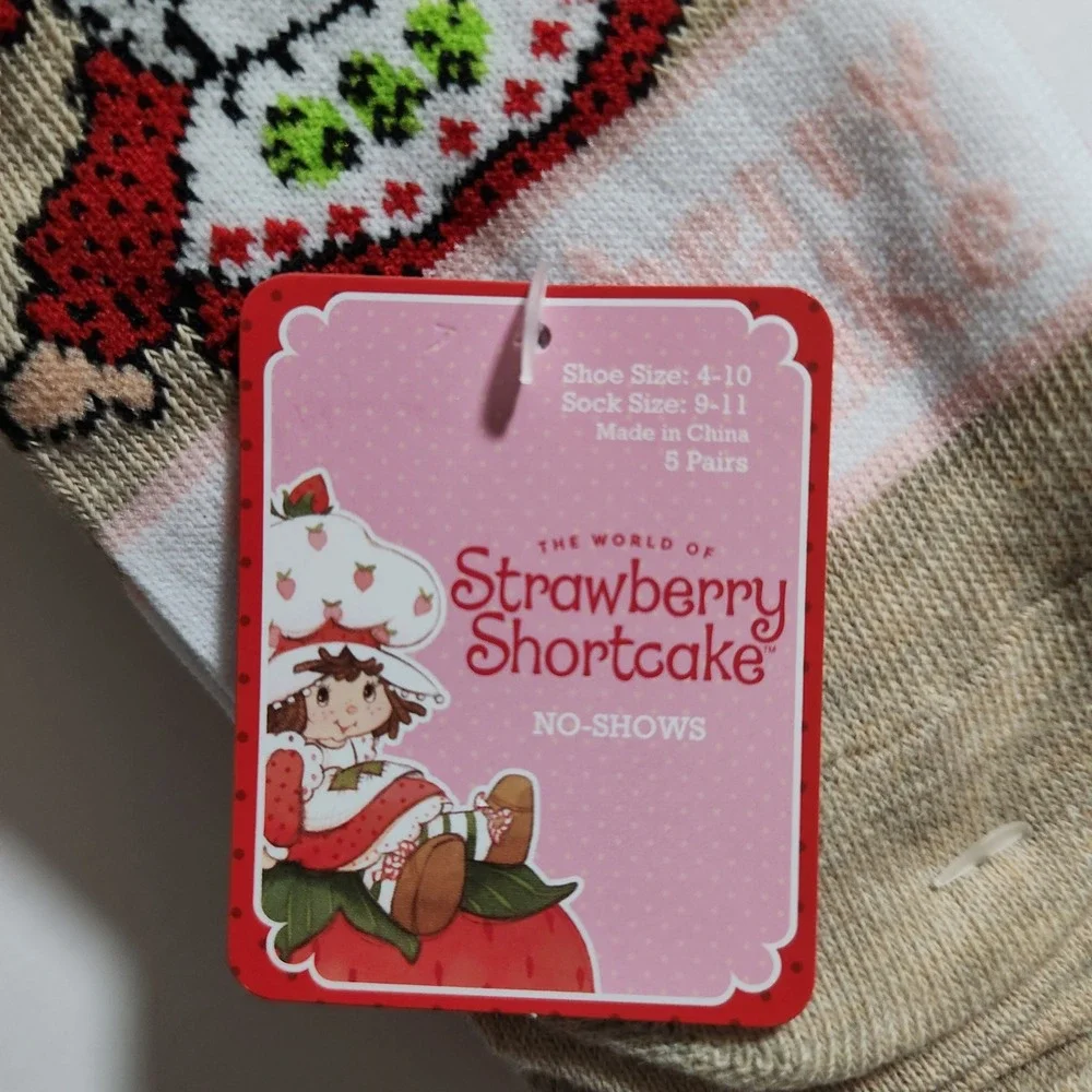 Strawberry Shortcake Retro No Show Socks 5 Pair‎ Pack Women's Shoe Size 4-10 New